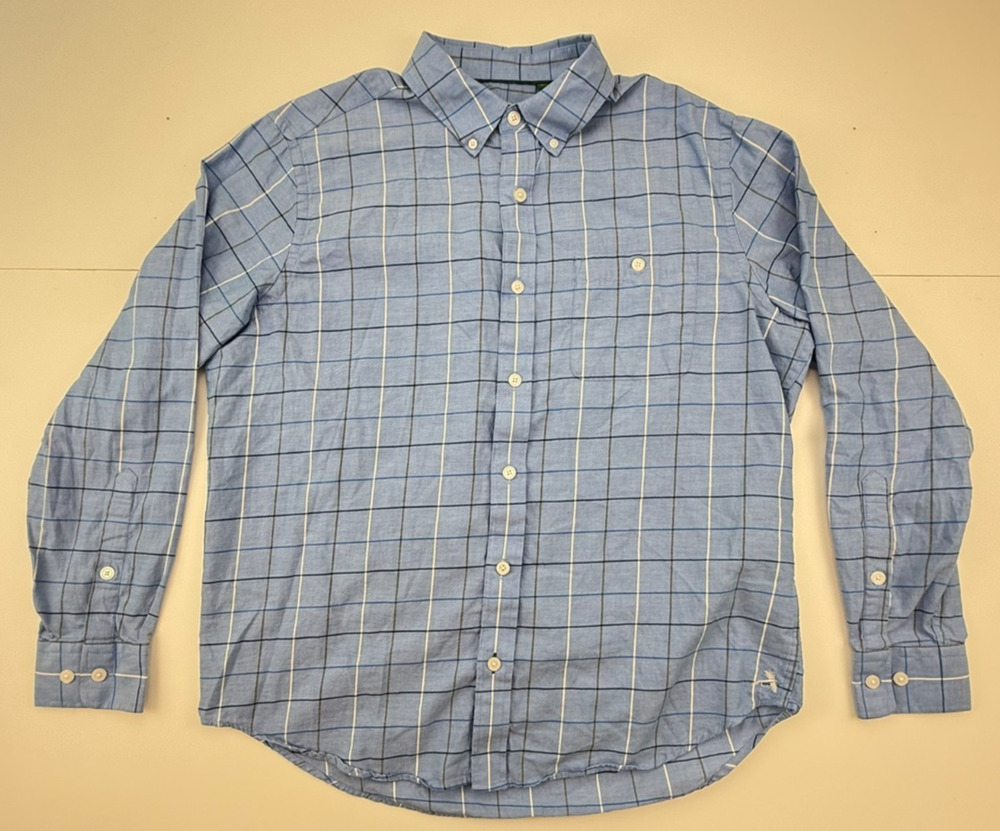 Orvis Men's Fall 2025 L Blue Windowpane Plaid Button Down Fly Fishing Shirt 3BC8